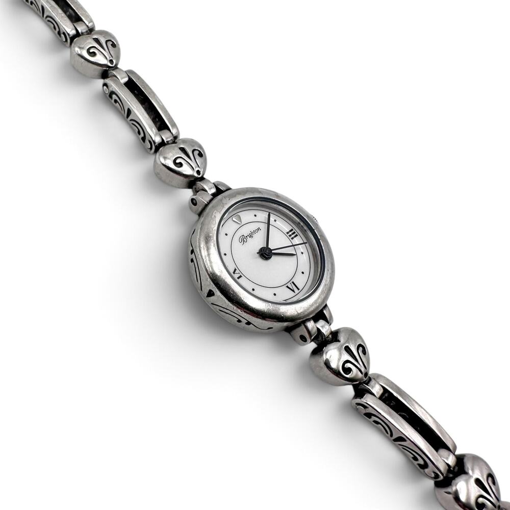Brighton Pompeii Heart Toggle Bracelet Watch Silver Plated Retired 7-8.5"
